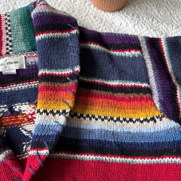 Casual Corner Multicolor Shetland 100%Wool Cardigan Size L - Picture 6 of 9